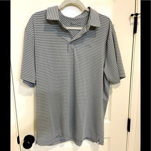 Under Armour Golf Polo Shirt Gray White Striped Mens Size XL